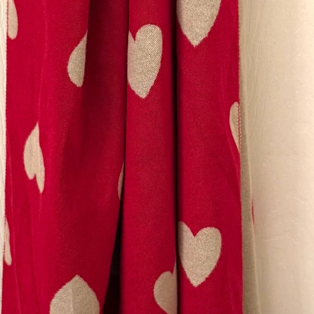 New Steve Madden Long Red Taupe Heart Scarf Wrap Shawl With Tags - Picture 2 of 11